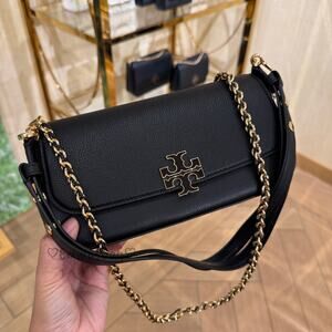 Tory Burch Britten Convertible Crossbody 171524 Black $525 Pebbled leather